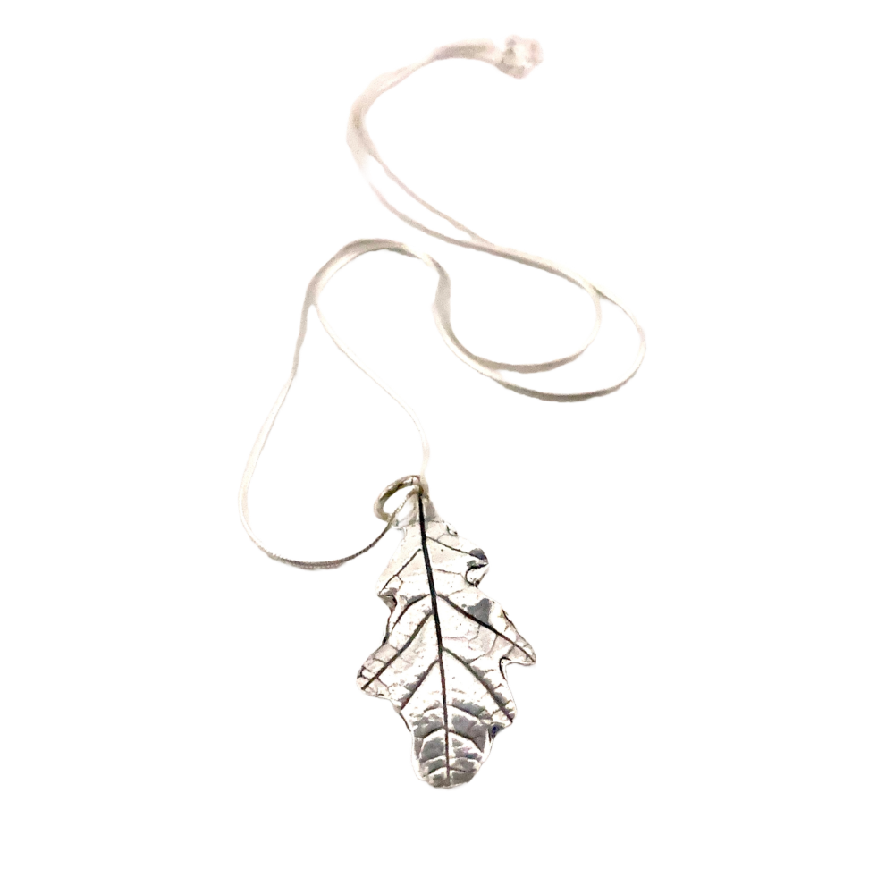 Mini solid silver Oak leaf necklace - created using a real oak leaf complete with sterling silver chain