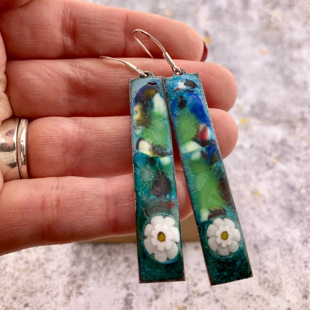 SECONDS -Enamel Earrings -Spring Flowers