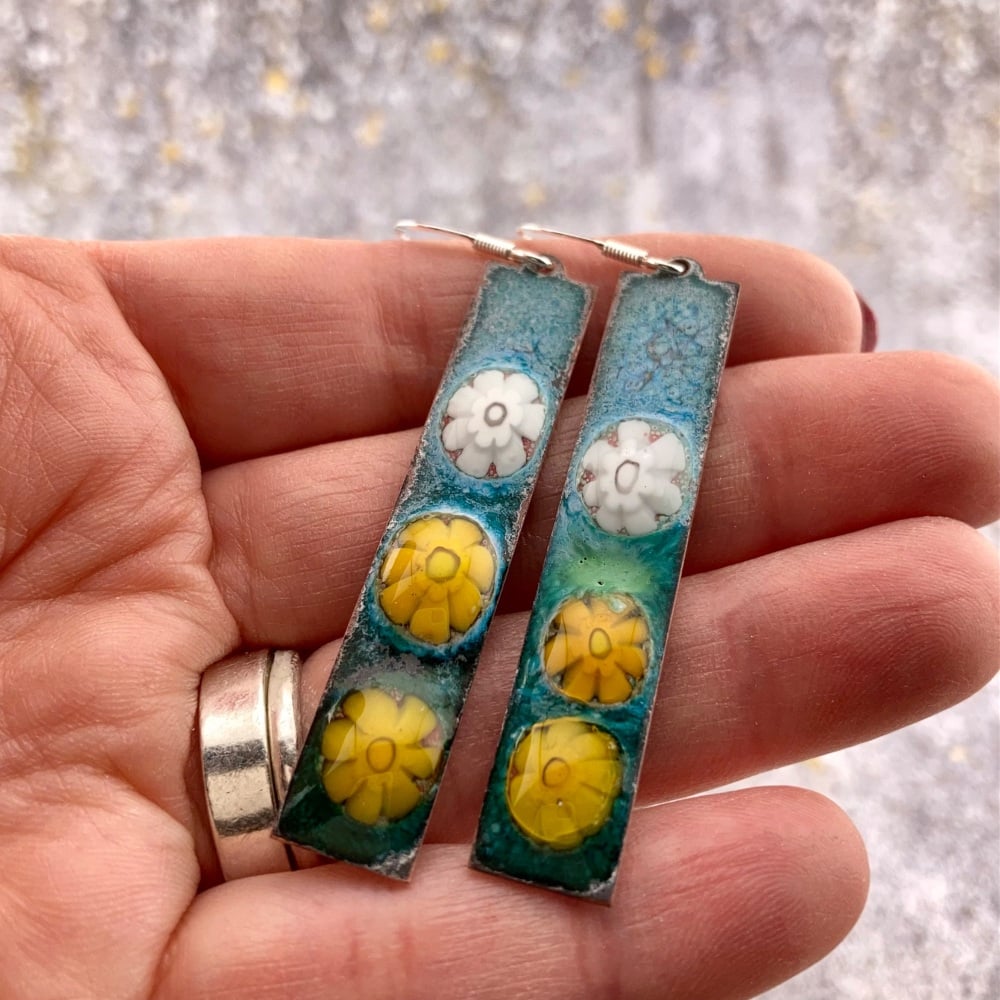 SECONDS -Enamel Earrings -Spring Flowers