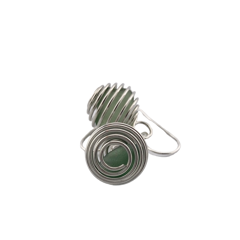 Seaham Sea Glass dangly earrings -light green glass (only pair)
