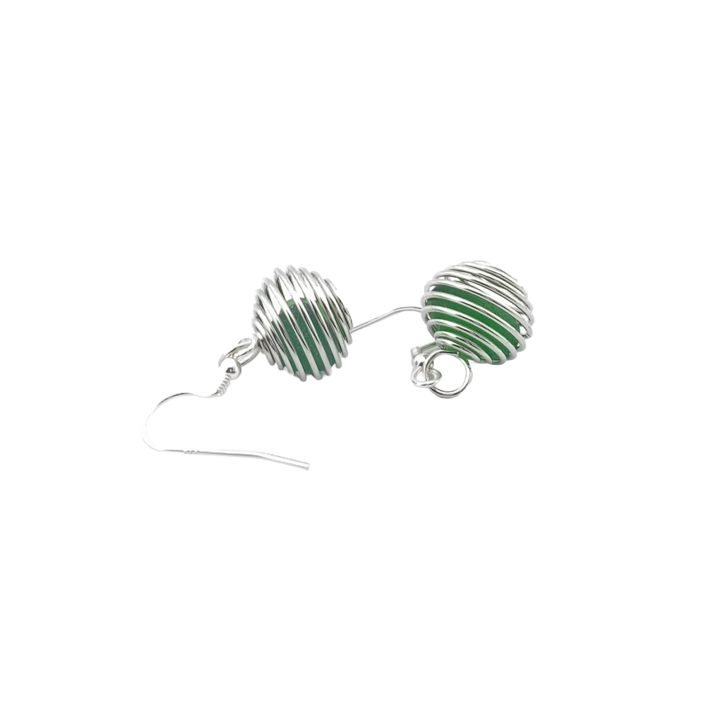 Seaham Sea Glass dangly earrings - green glass #4