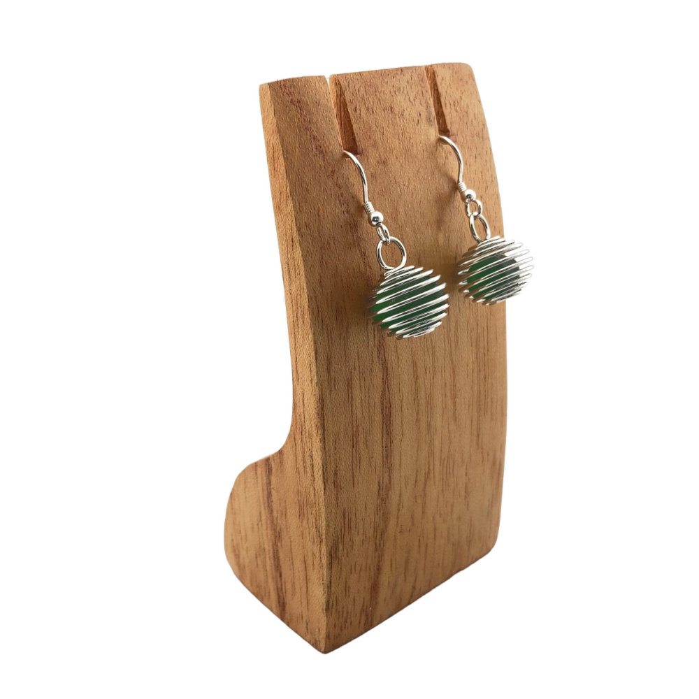 Seaham Sea Glass dangly earrings -light green glass #6