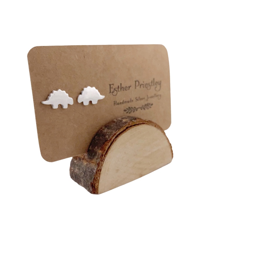 Stegosaurus: Handmade Silver Dinosaur Stud Earrings - gifts for budding palaeontologists!