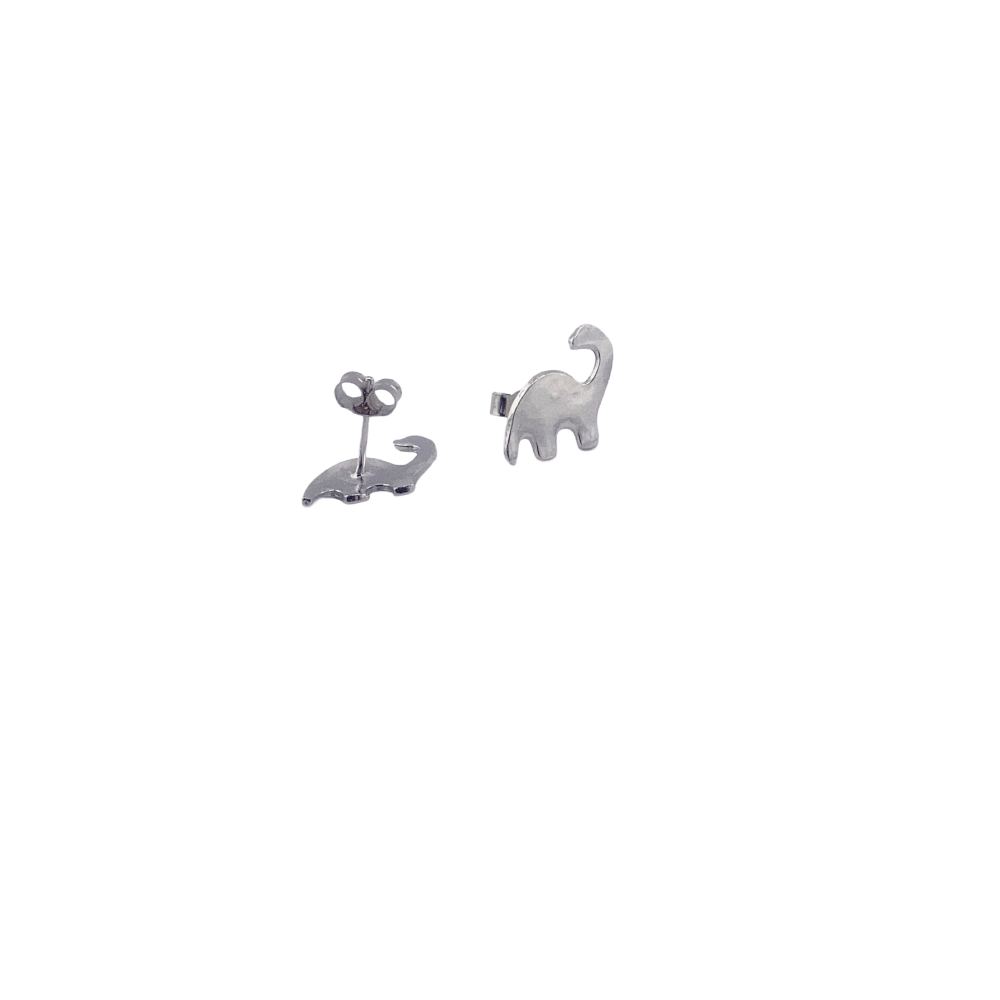 Diplodocus: Handmade Sustainable Silver Dinosaur Stud Earrings