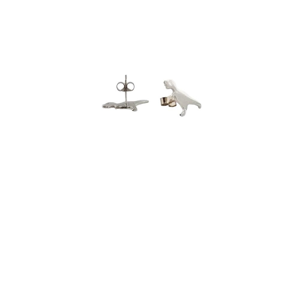 Tyrannosaurus Rex: Handmade Silver Dinosaur Stud Earrings - Quirky Gift for Dino Fans