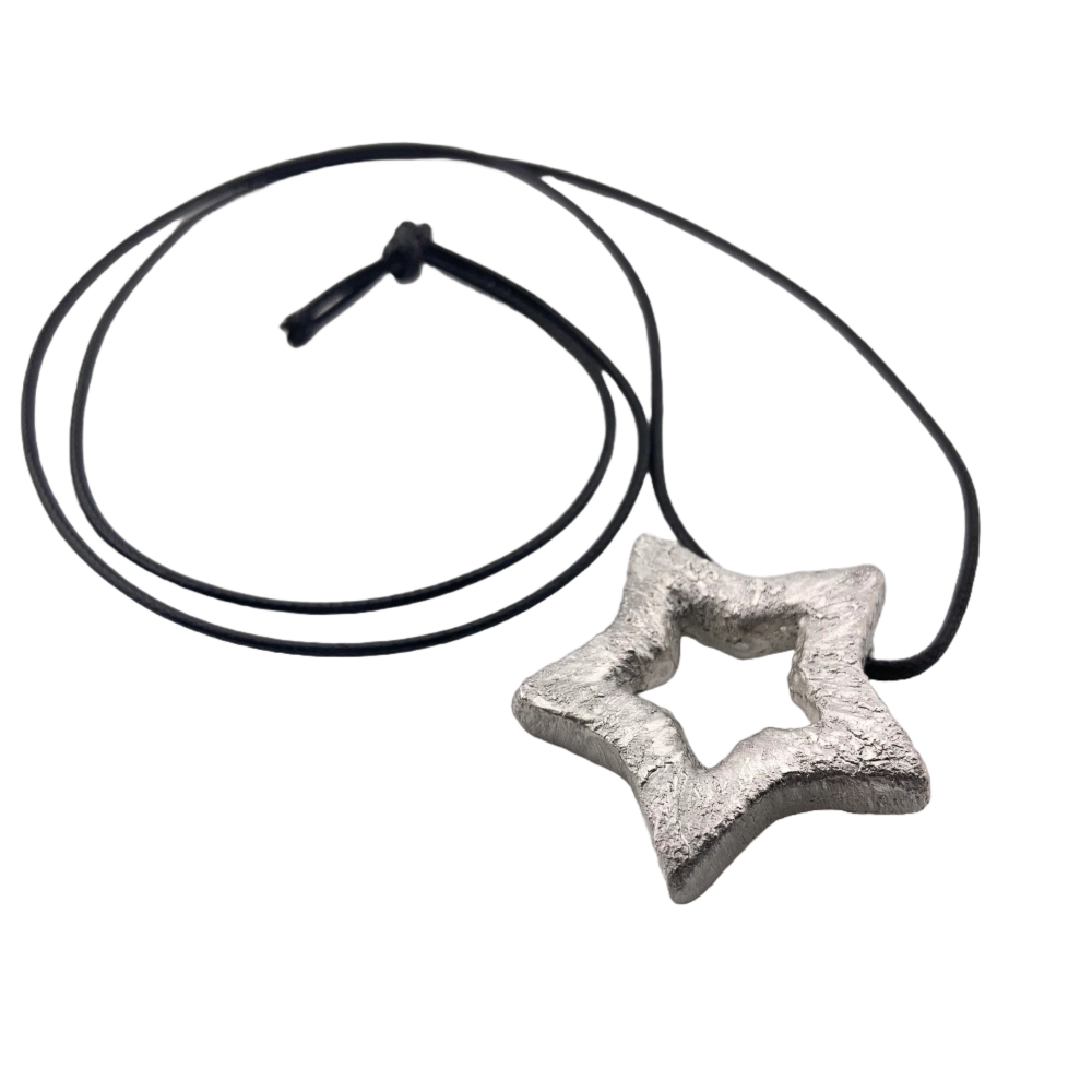 Textured Silver Star Pendant (1 of  5 -see all photos to view exact star received)