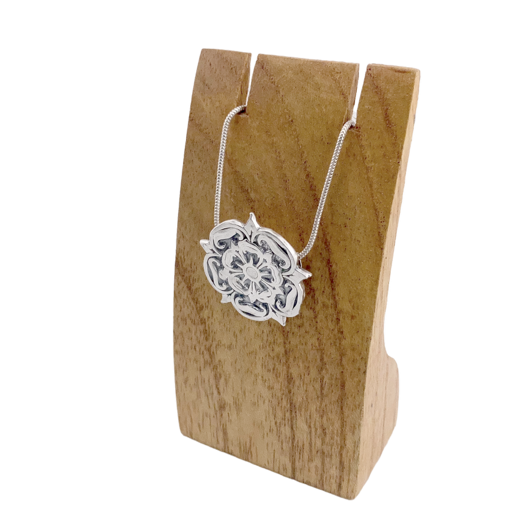 Yorkshire Rose Silver Pendant/Necklace -large