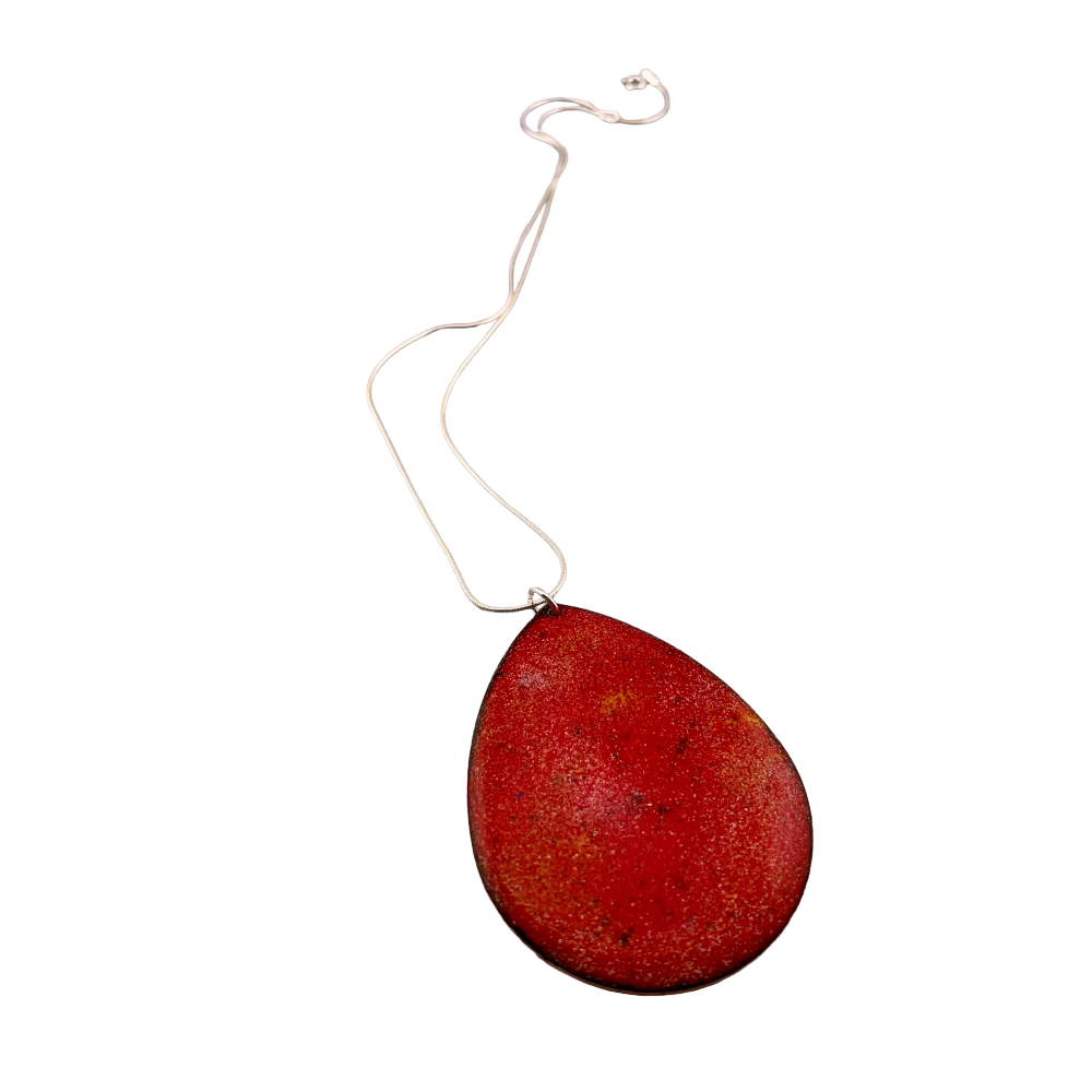 Red Enamel Pendant on silver chain