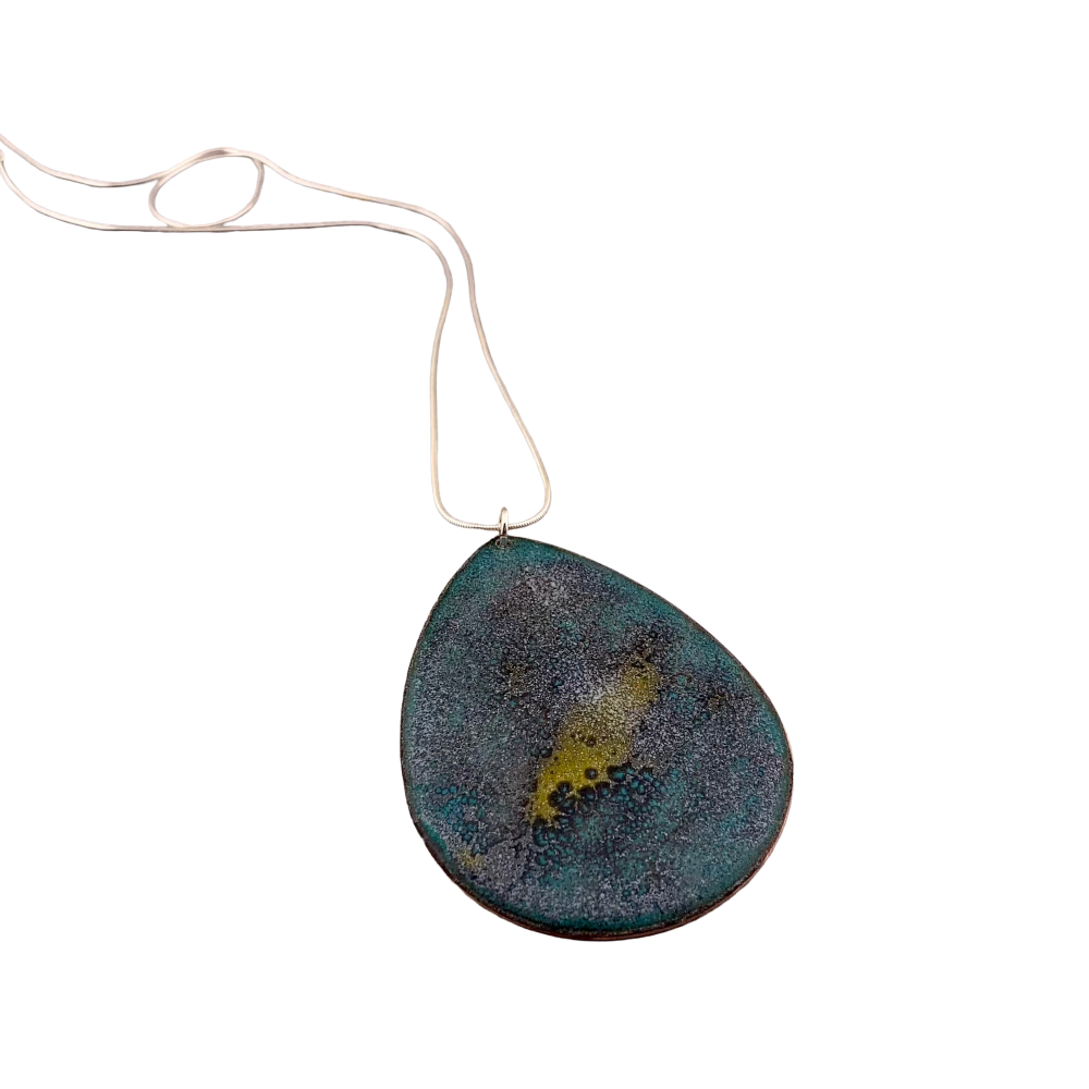 Marbled Enamel Pendant on silver chain