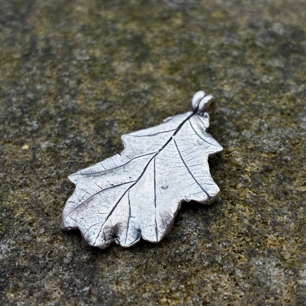 Hallmarked Oak leaf necklace - handmade from solid silver using a real oak leaf complete with sterling silver chain