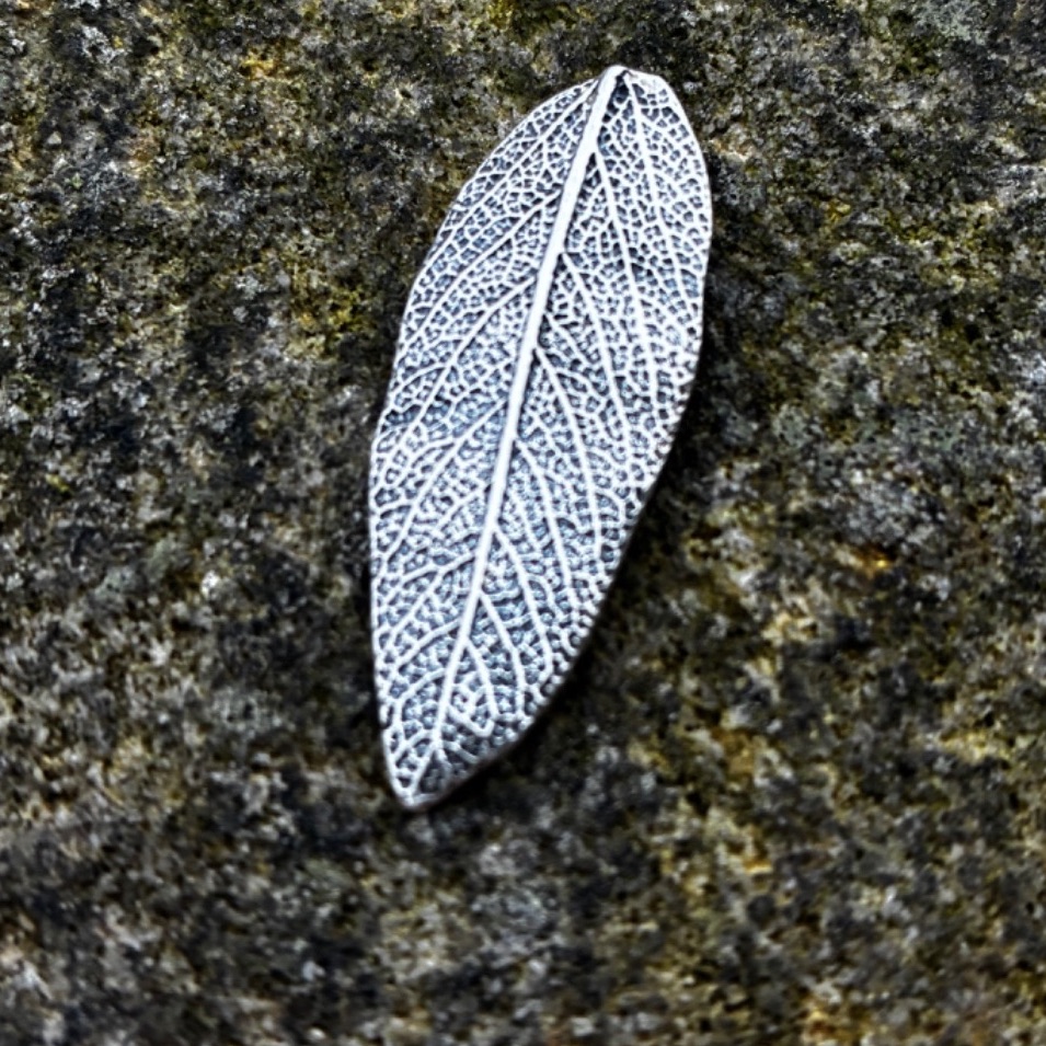 Hallmarked Sage leaf necklace - handmade in silver using a real leaf