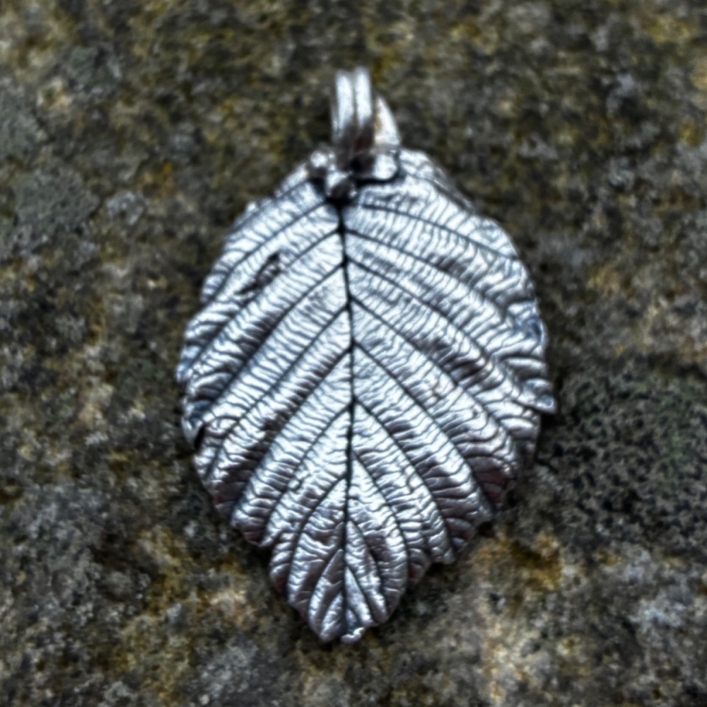 Hallmarked leaf Pendant - handmade from solid silver using a real leaf complete with sterling silver chain