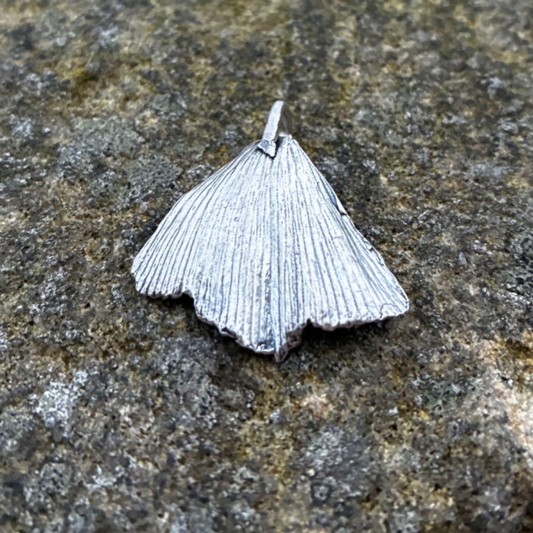 Hallmarked Ginko leaf necklace - handmade in silver using a real leaf on sterling silver chain