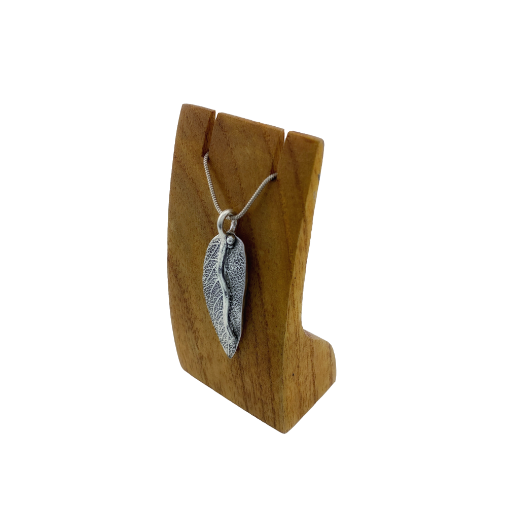 Hallmarked Large Sage leaf necklace - handmade from solid silver using a real sage leaf