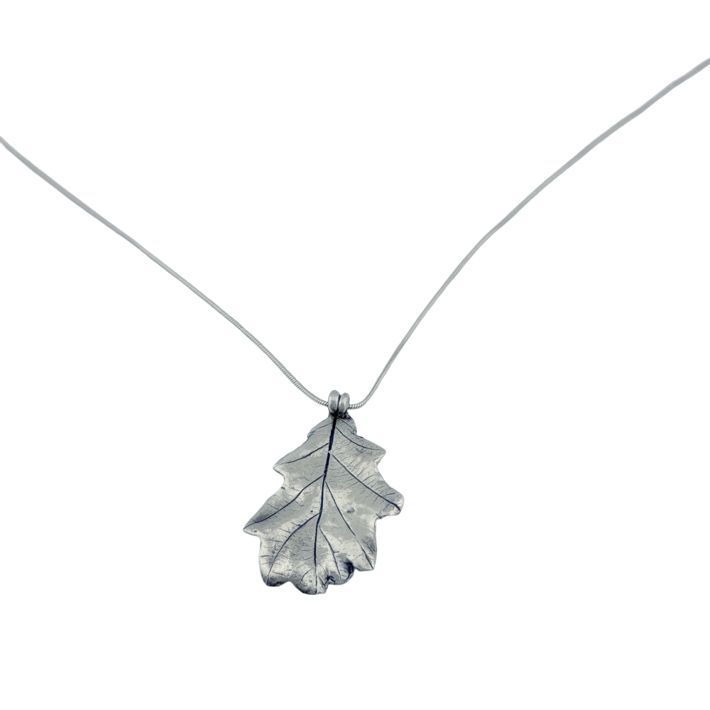 Hallmarked Oak leaf necklace - handmade from solid silver using a real oak leaf complete with sterling silver chain