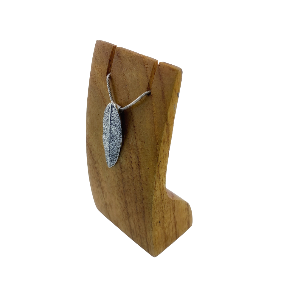 Hallmarked Sage leaf necklace - handmade in silver using a real leaf