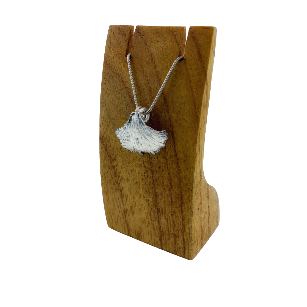 Hallmarked Ginko leaf necklace - handmade in silver using a real leaf on sterling silver chain
