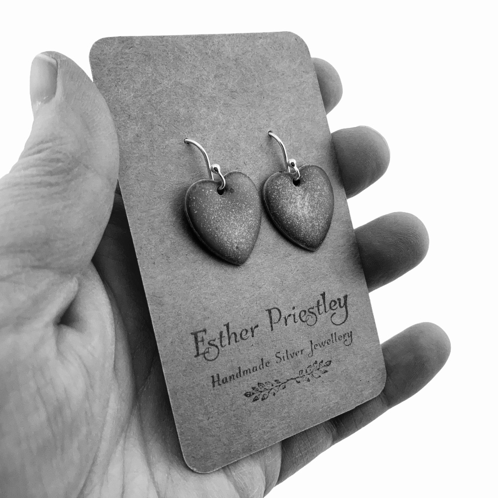 YELLOW Enamel heart earrings on sterling silver hooks