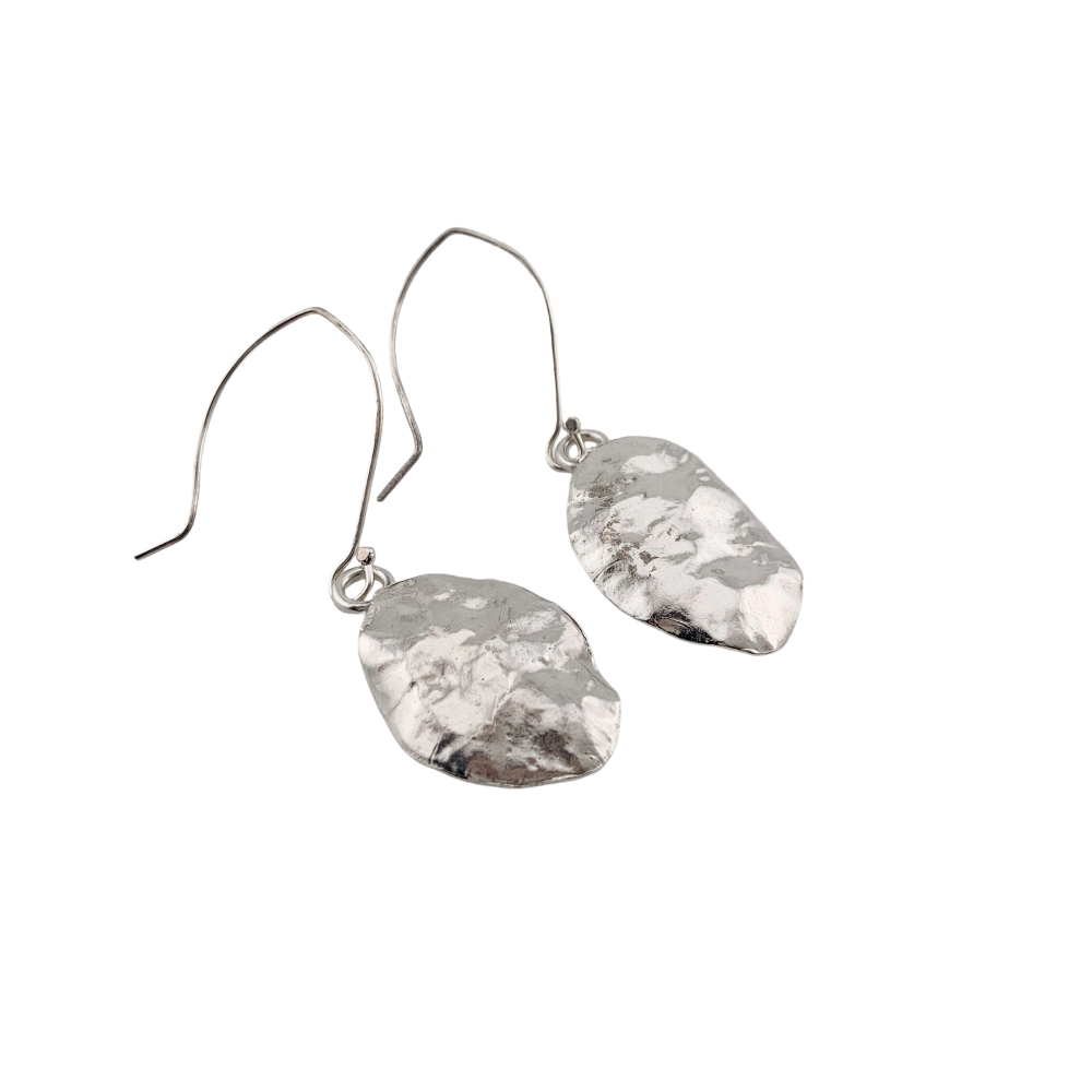 Honesty Seed Head Silver Earrings -handmade botanical earrings, made using real flower seed heads for a truly unique design