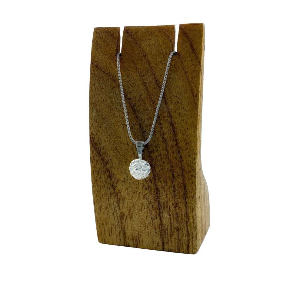 Tiny Handmade Textured Silver Bead Pendant