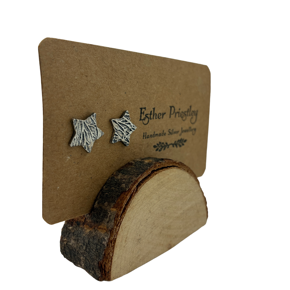 Star Earrings featuring a branch patterned texture