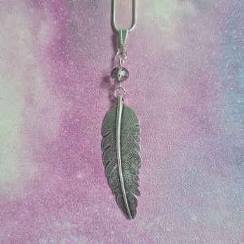 Angel feather necklace - silver plated 