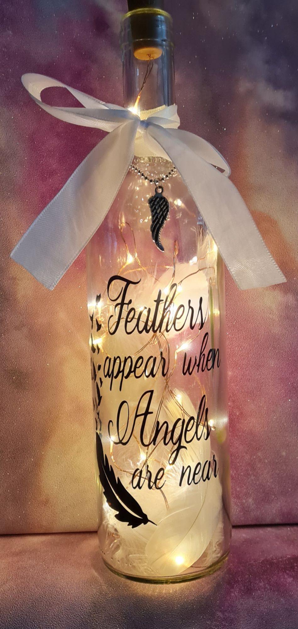 Light up angelic wine bottle 