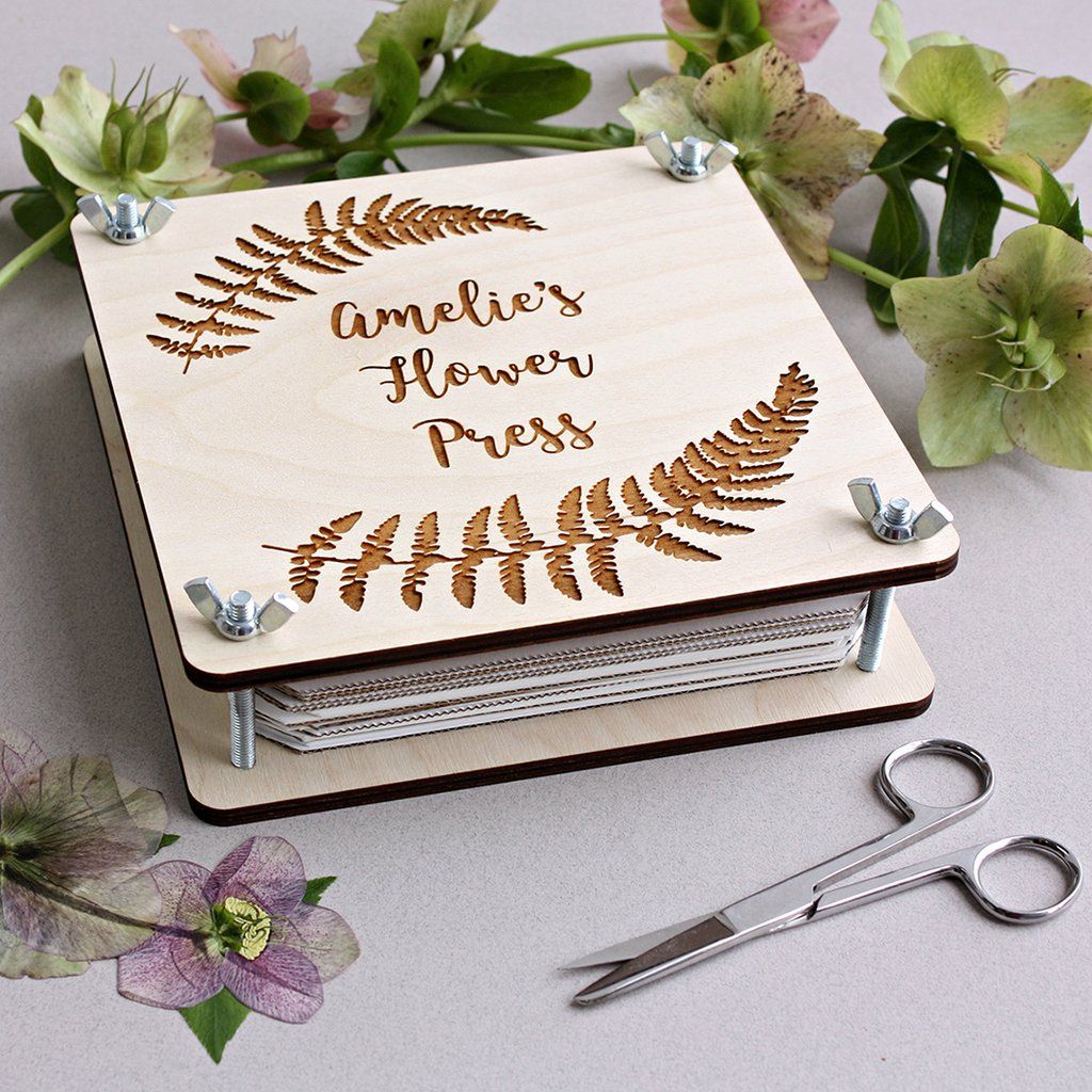 Engraved Wooden Flower Press
