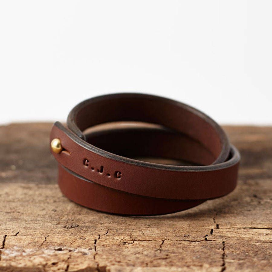 Stamped Leather Wrap Bracelet