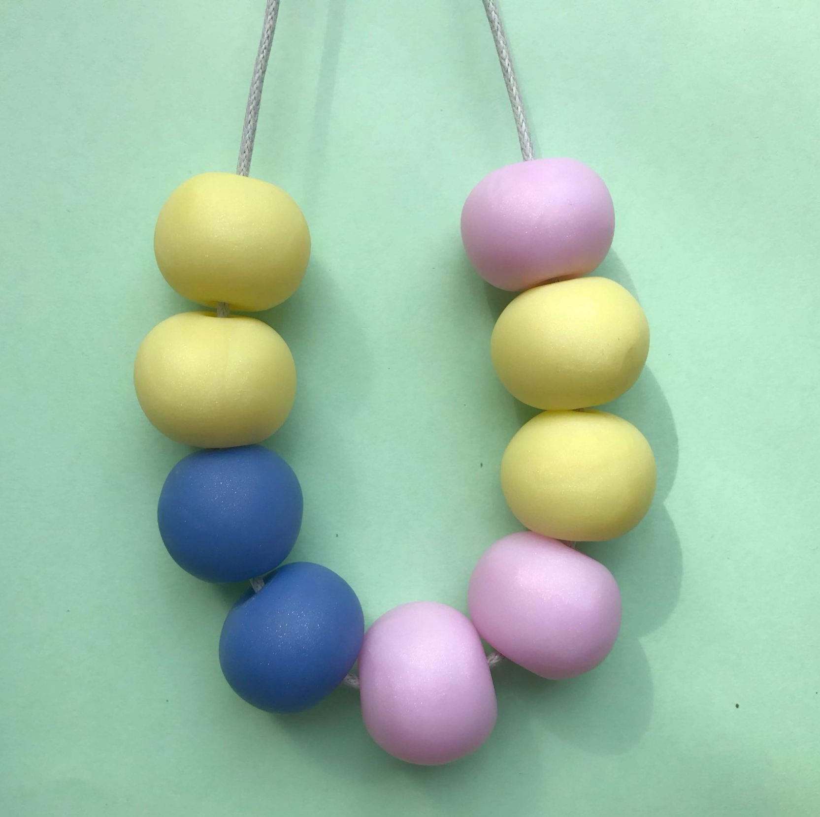 Statement Pastel Coloured Polymer Clay Bead Necklace