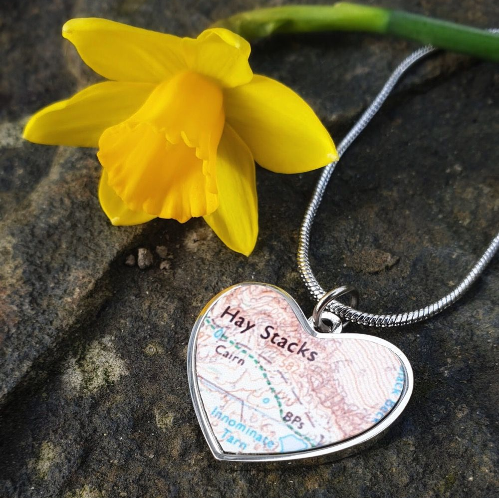 Heart Necklace depicting a map location