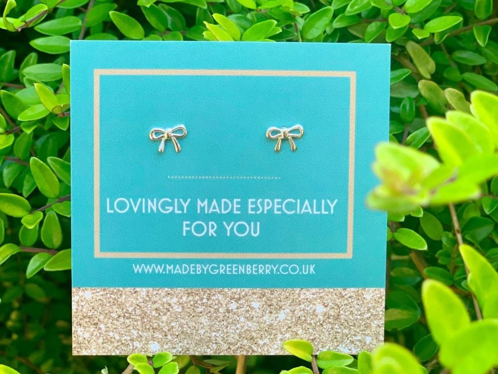 Bow Sterling Silver Earring Studs - New