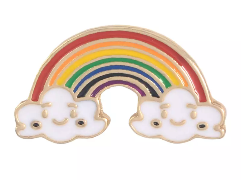 Rainbow and Happy Clouds Pin Badge