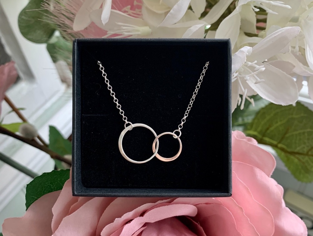 Double Circle Sterling Silver Necklace