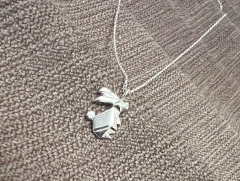 Origami Rabbit Sterling Silver Necklace