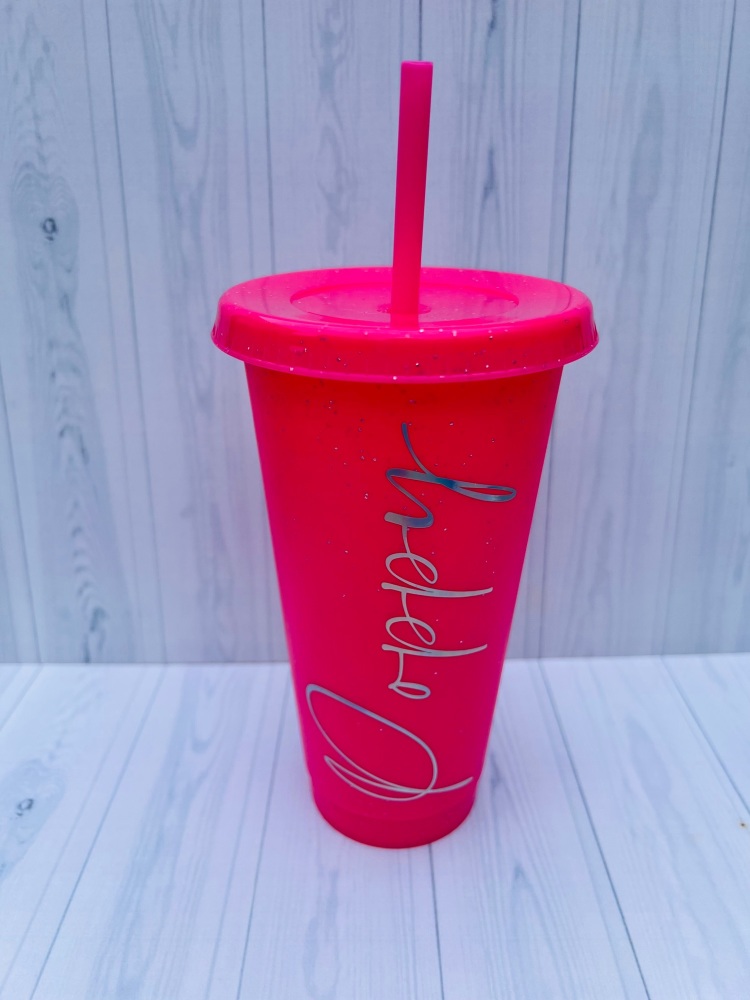Pink Glitter Cold Cup