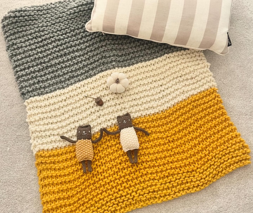 Striped merino baby blanket