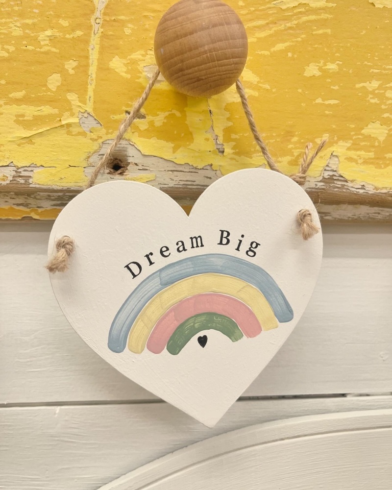 “Dream Big” rainbow wooden keepsake