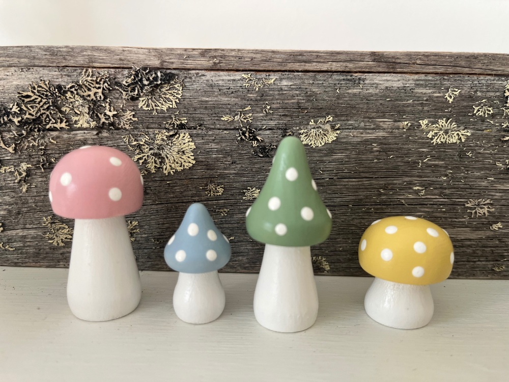 Wooden toadstools - set of 4