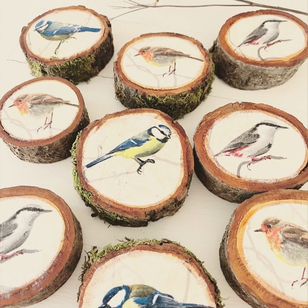 Rustic Bird Log Slice