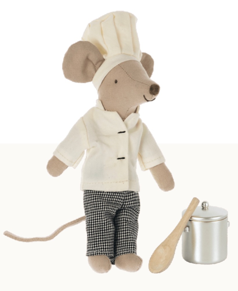 Maileg Chef Mouse with soup pot & spoon