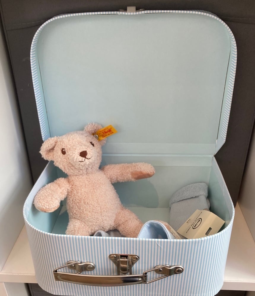 Steiff Bear Gift Set in Suitcase - Blue