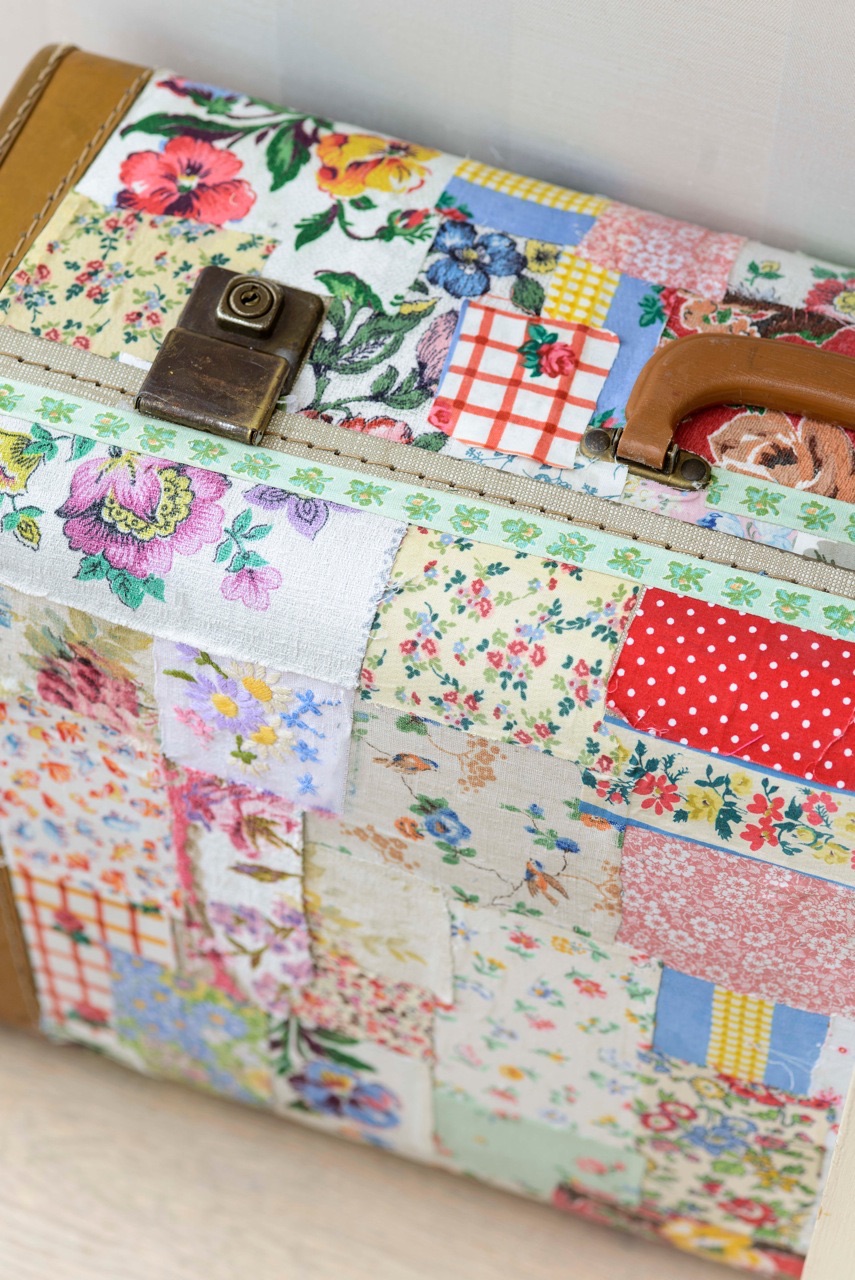 patchwork suitcase, antique sourcing in the cotswolds, antique sourcing Oxfordshire