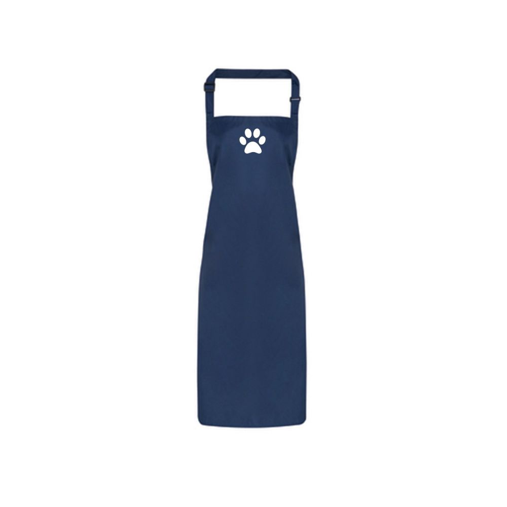 Dog Grooming Waterproof Apron - Navy with Paw Print