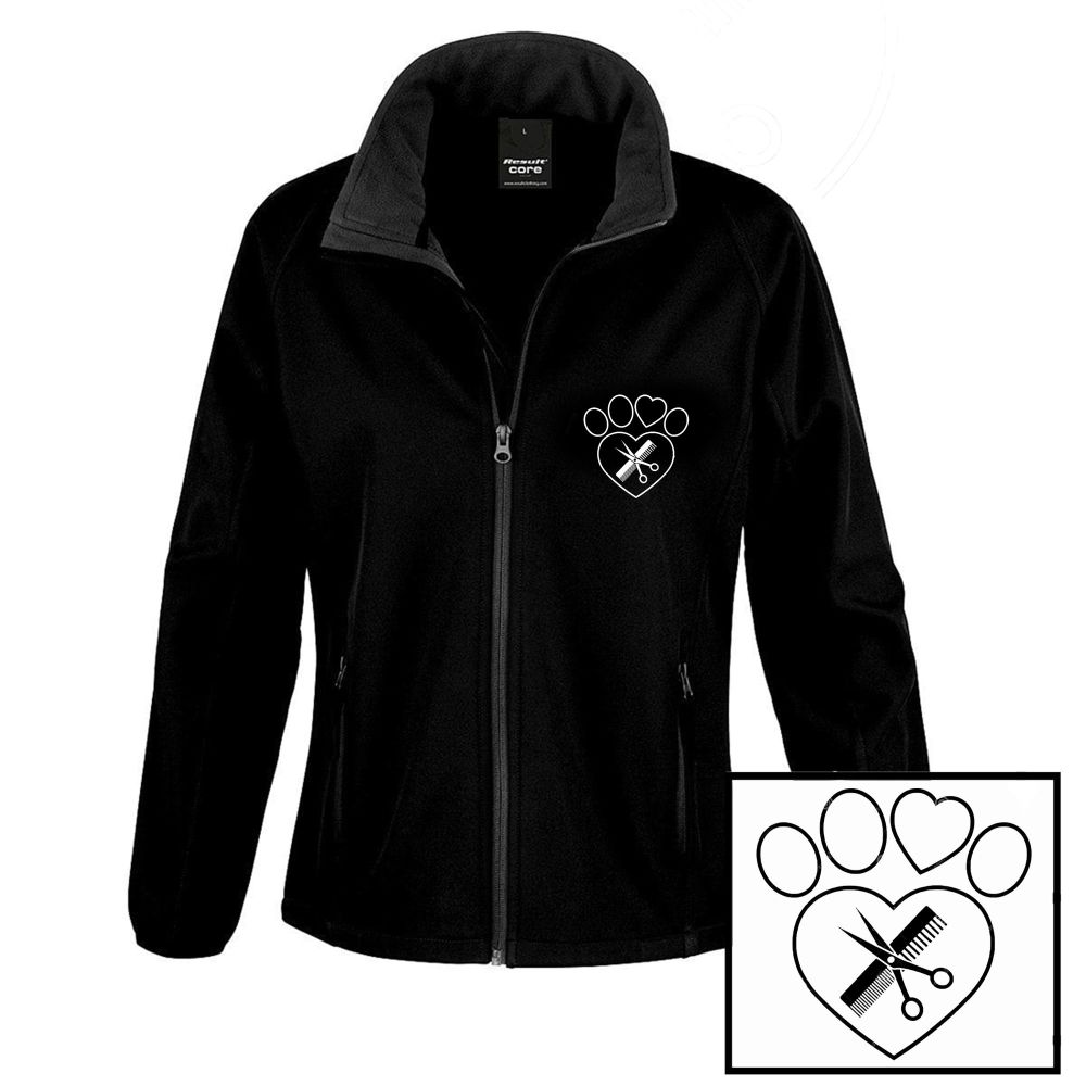 Black Soft Shell Jacket with Heart Paw Comb & Scissors