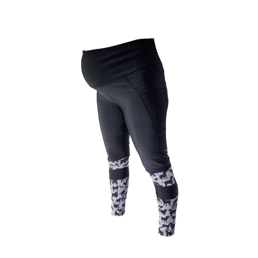 Hair Resistant Dog Grooming Leggings - Black with Small Heart
