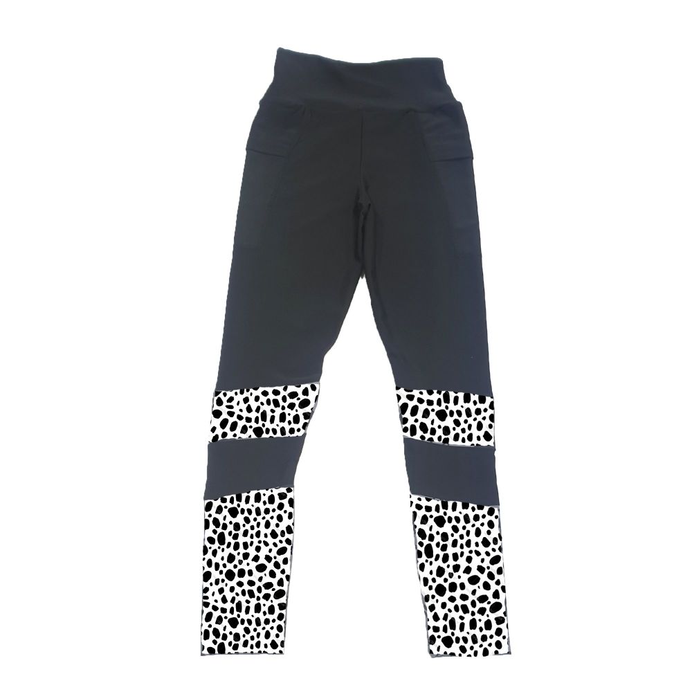 Hair Resistant Leggings - Dalmatian Print with TWO pockets