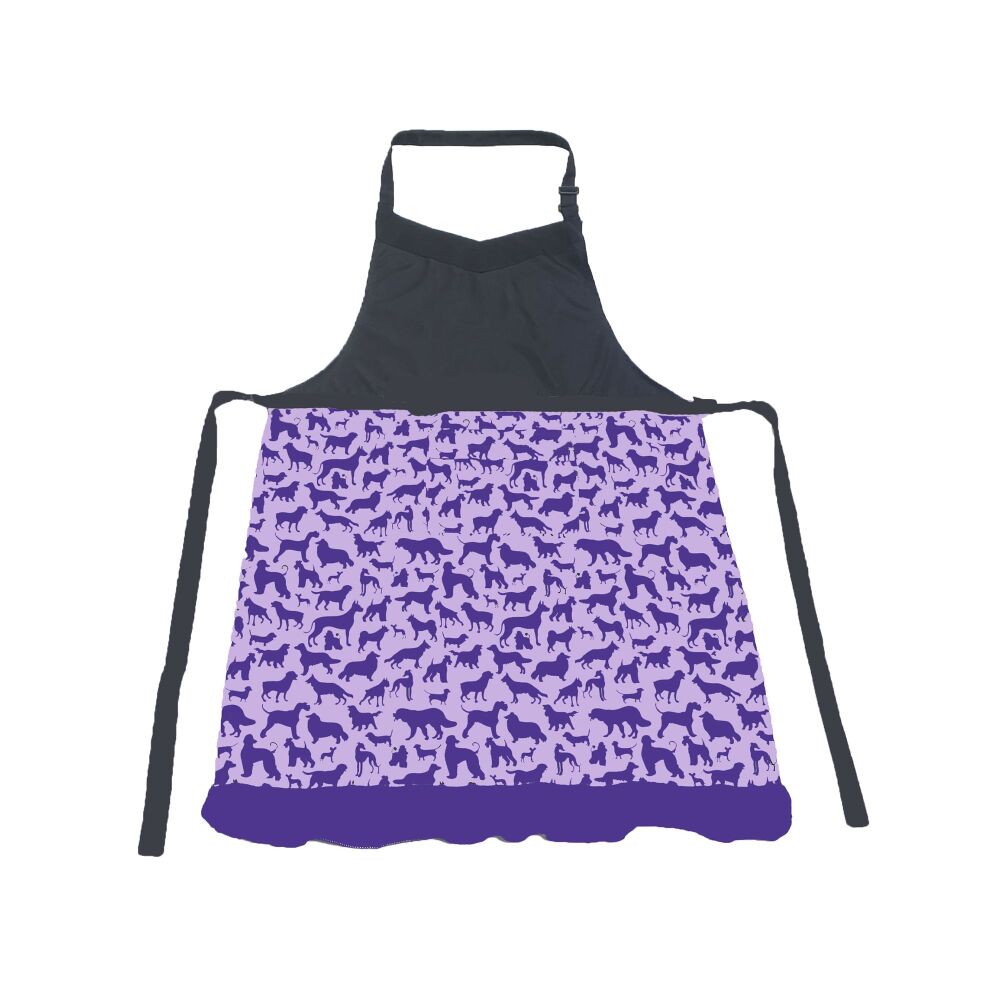 HALF PRICE Dog Grooming Water Resistant Apron - Purple Dog Silhouette Patte