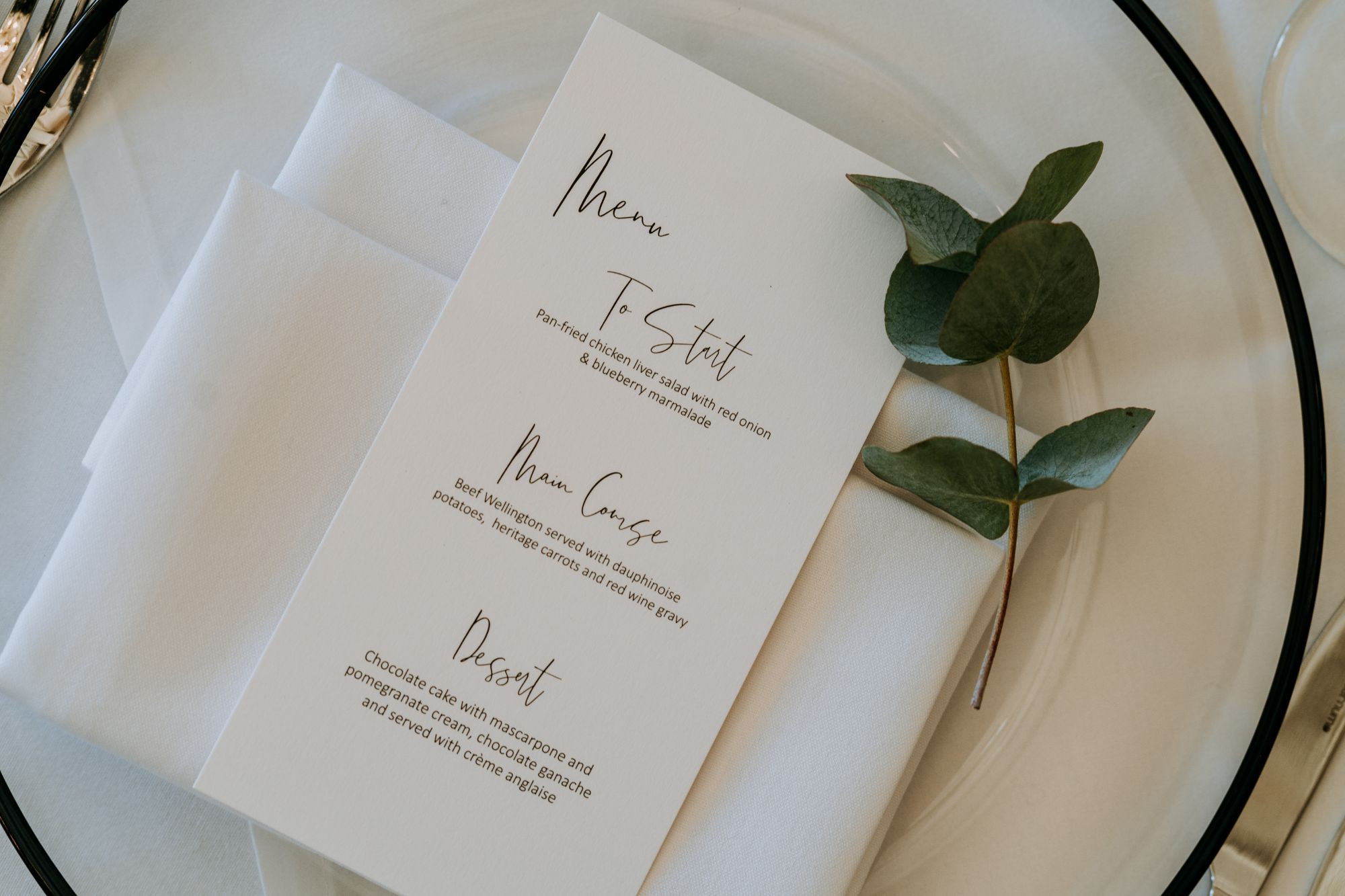 luxury wedding menus