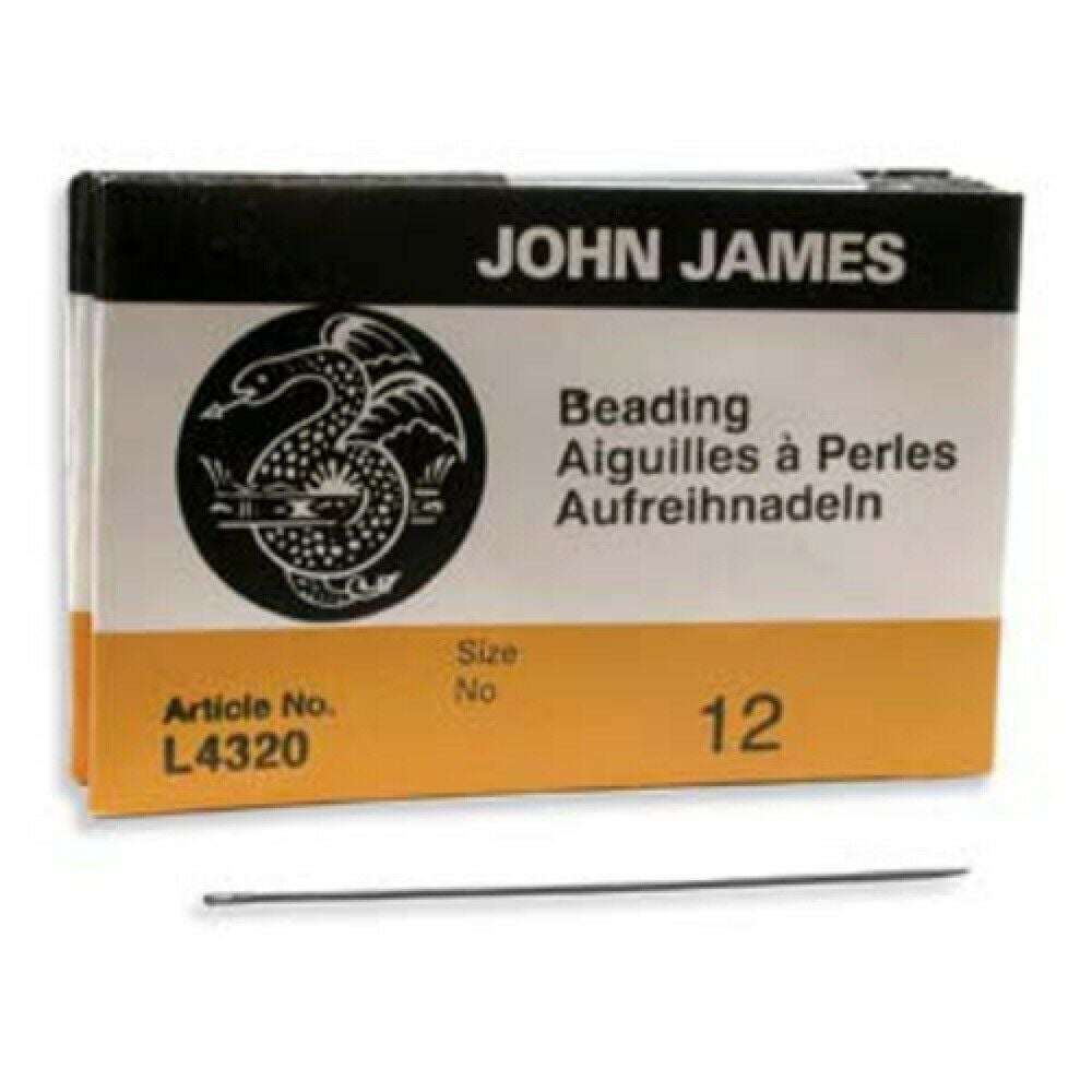 Size 12 John James English Beading Needles - longs - pack of 25